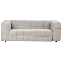 Divano imbottito a 3 posti in tessuto poliestere boucle con gambe nere braccioli grigio chiaro stile moderno elegante