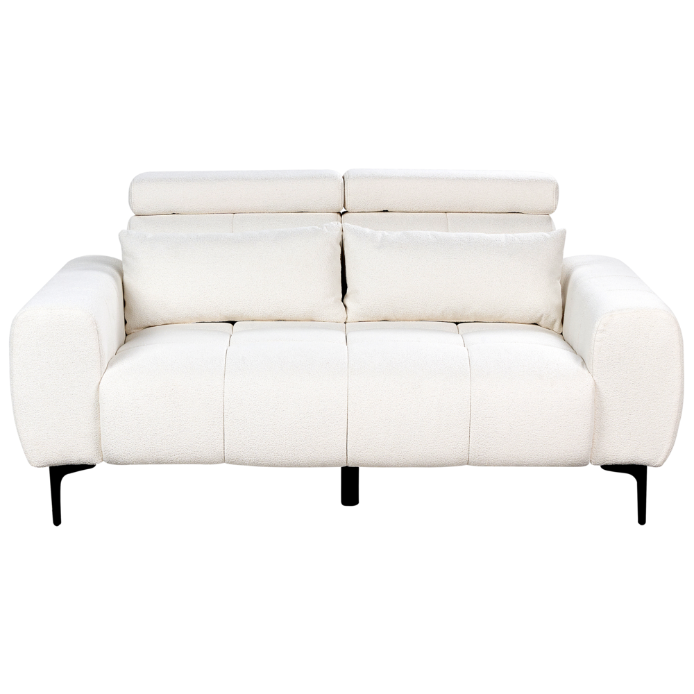 Divano a 2 posti con rivestimento in bouclé bianco e poggiatesta regolabile Arredamento per il soggiorno in stile moderno