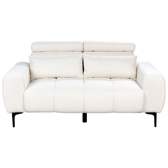 Divano a 2 posti con rivestimento in bouclé bianco e poggiatesta regolabile Arredamento per il soggiorno in stile moderno