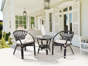 Set bistrot in rattan composto da 2 sedie con cuscini e tavolo fatto a mano nero set da balcone