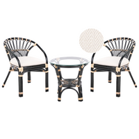 Set bistrot in rattan composto da 2 sedie con cuscini e tavolo fatto a mano nero set da balcone