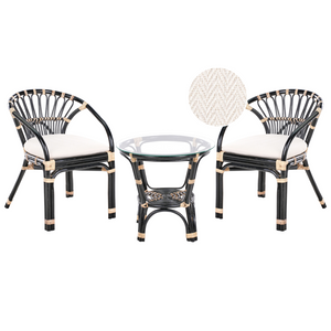 Set bistrot in rattan composto da 2 sedie con cuscini e tavolo fatto a mano nero set da balcone