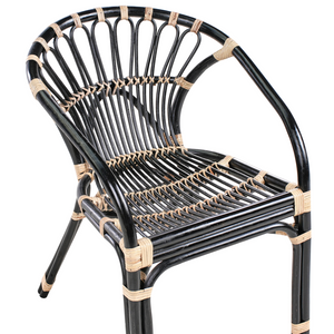 Set bistrot in rattan composto da 2 sedie con cuscini e tavolo fatto a mano nero set da balcone