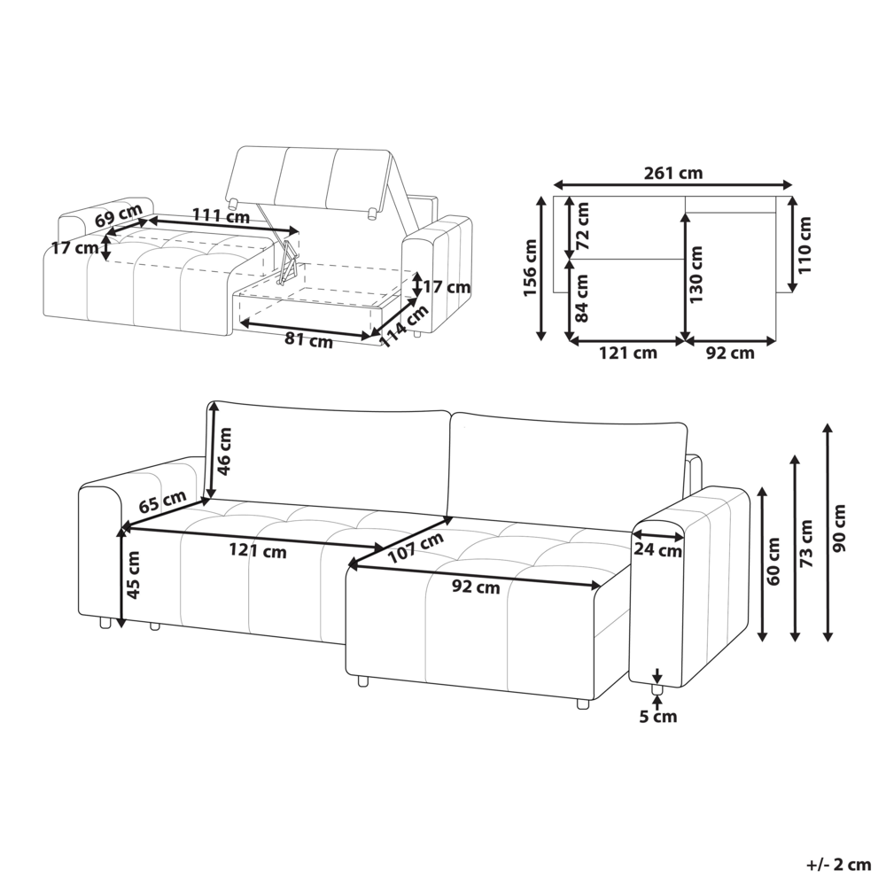 Divano angolare 3 posti rivestito in tessuto a coste con poggiabraccia marrone lato sinistro stile moderno soggiorno