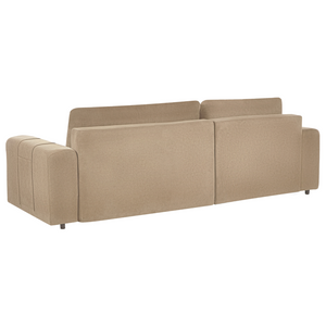 Divano angolare 3 posti rivestito in tessuto a coste con poggiabraccia marrone lato destro stile moderno soggiorno