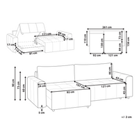 Divano angolare 3 posti rivestito in tessuto a coste con poggiabraccia marrone lato destro stile moderno soggiorno