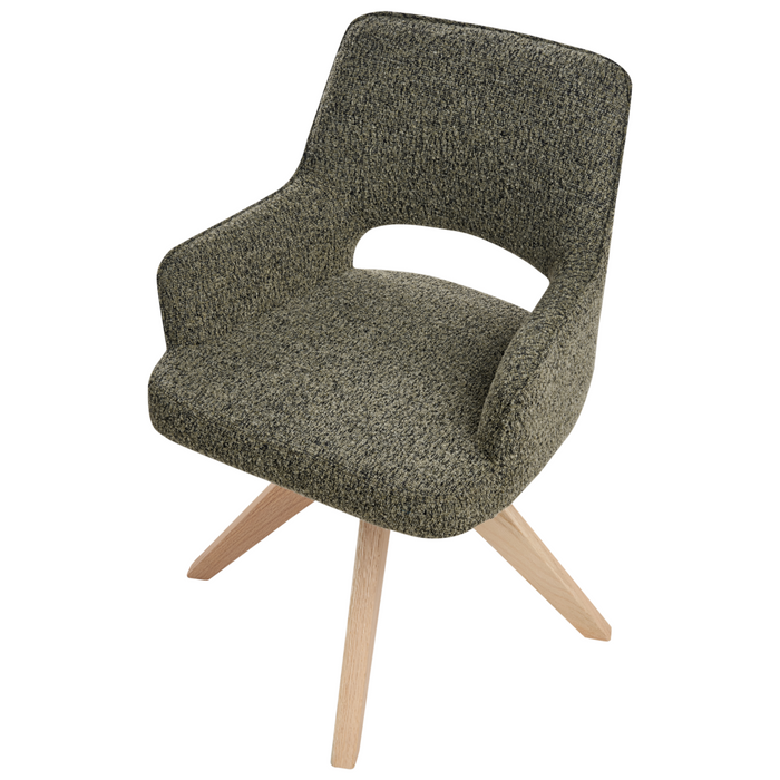 Sedia da pranzo girevole con schienale curvo tessuto boucle verde stile scandinavo