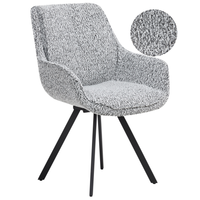 Sedia da pranzo girevole con schienale curvo bouclè bianco e nero stile scandinavo