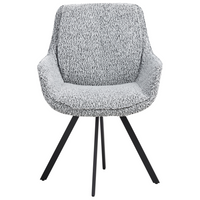 Sedia da pranzo girevole con schienale curvo bouclè bianco e nero stile scandinavo