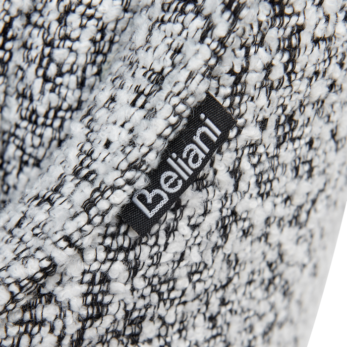 Sedia da pranzo girevole con schienale curvo bouclè bianco e nero stile scandinavo