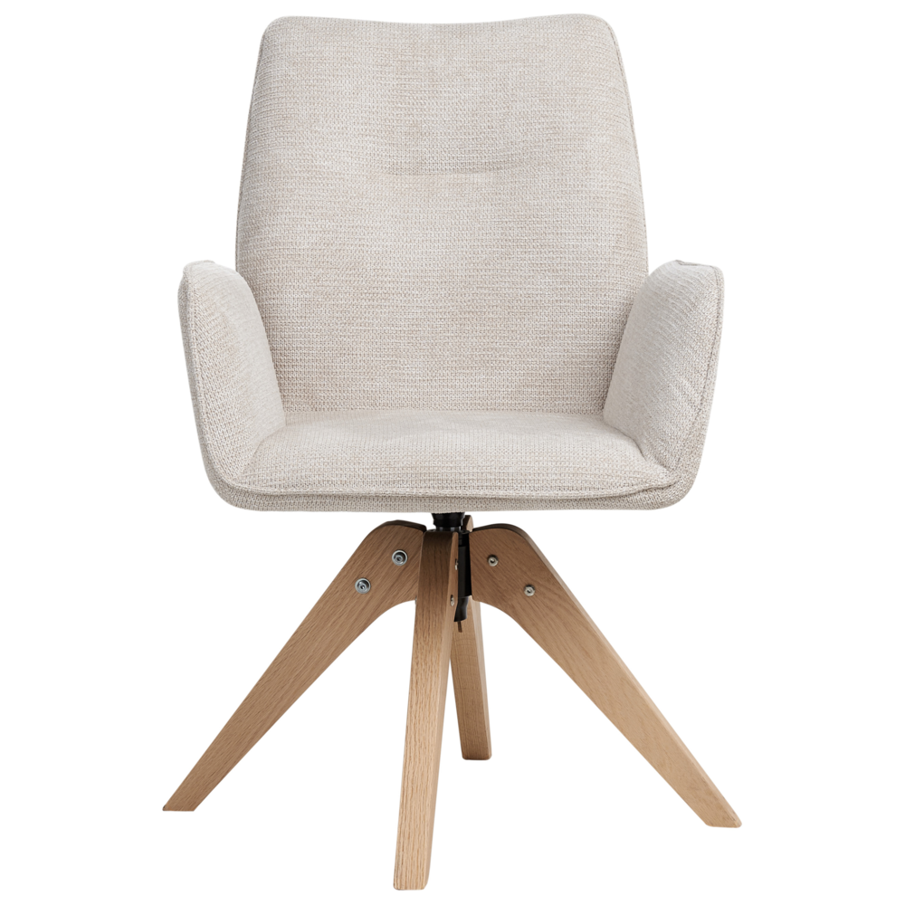 Sedia da pranzo girevole con schienale alto in lino beige chiaro stile scandinavo