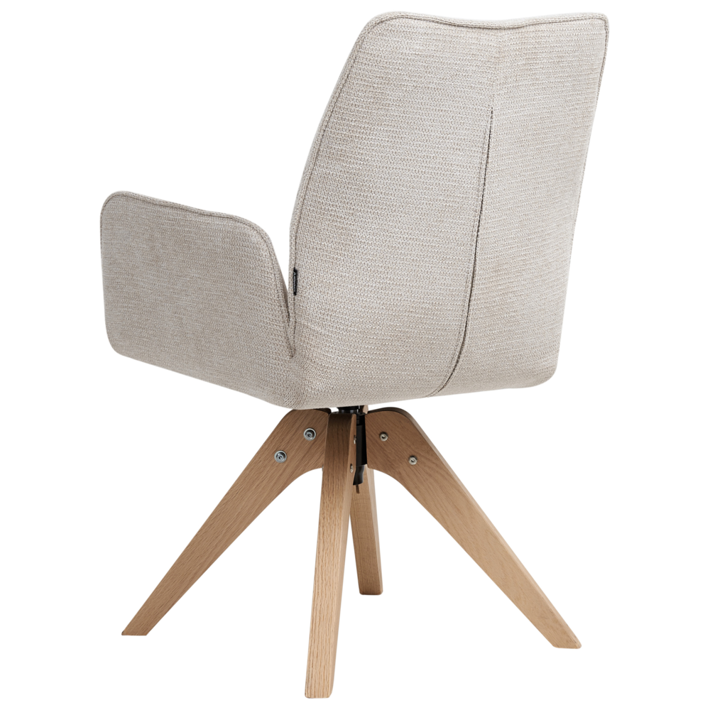 Sedia da pranzo girevole con schienale alto in lino beige chiaro stile scandinavo