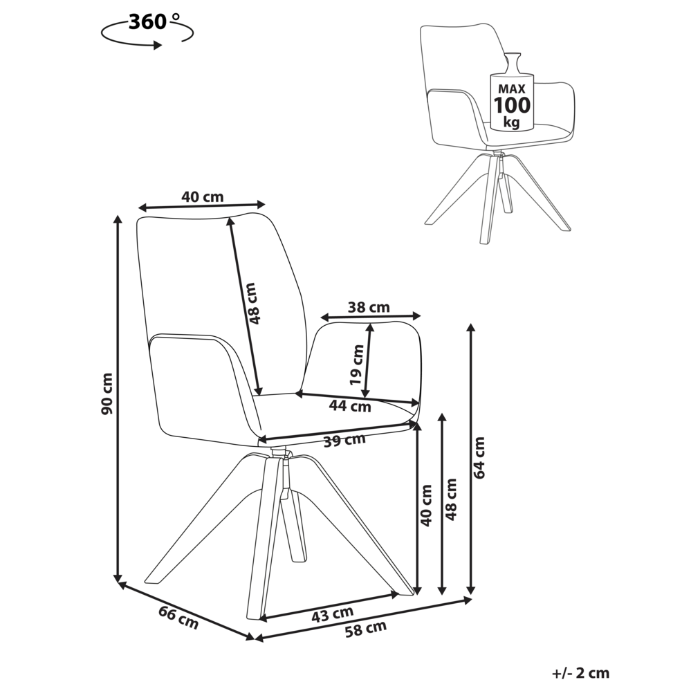 Sedia da pranzo girevole con schienale alto in lino beige chiaro stile scandinavo