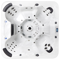 Vasca idromassaggio in acrilico bianco 225 x 225 cm 55 getti pannelli esterni marroni con riscaldamento a LED