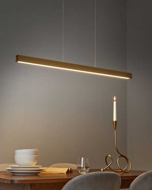 Lampada a sospensione in alluminio oro con paralume in legno di gomma e base in ferro con telecomando Luce a LED integrata