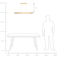 Lampada a sospensione in alluminio oro con paralume in legno di gomma e base in ferro con telecomando Luce a LED integrata