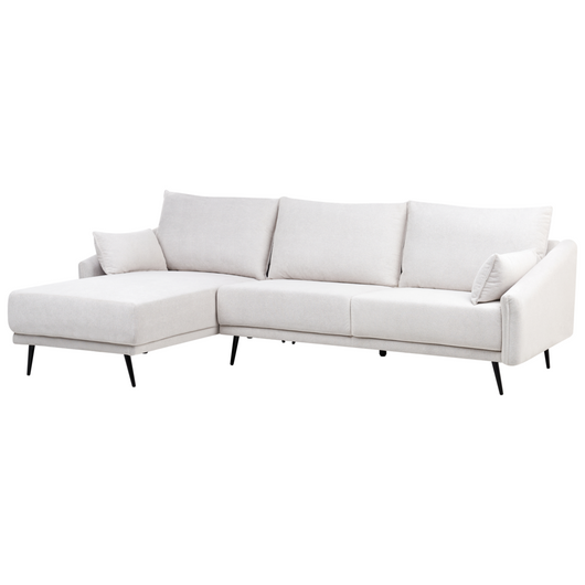 Divano angolare destro in tessuto bianco sporco gambe in metallo Soggiorno moderno