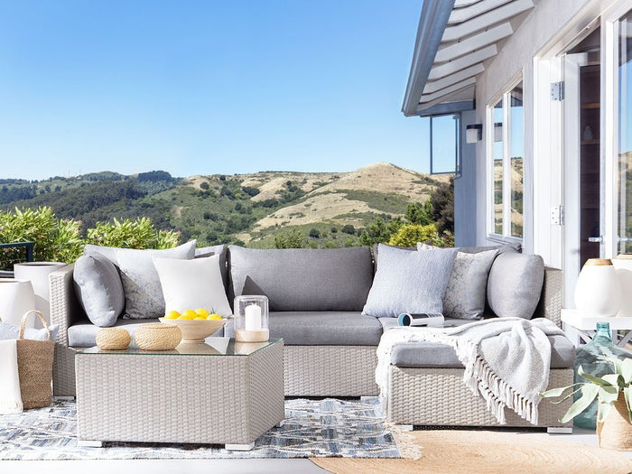 Set di copricuscini per divano per esterni grigio chiaro Fodere per cuscini laterali posteriori