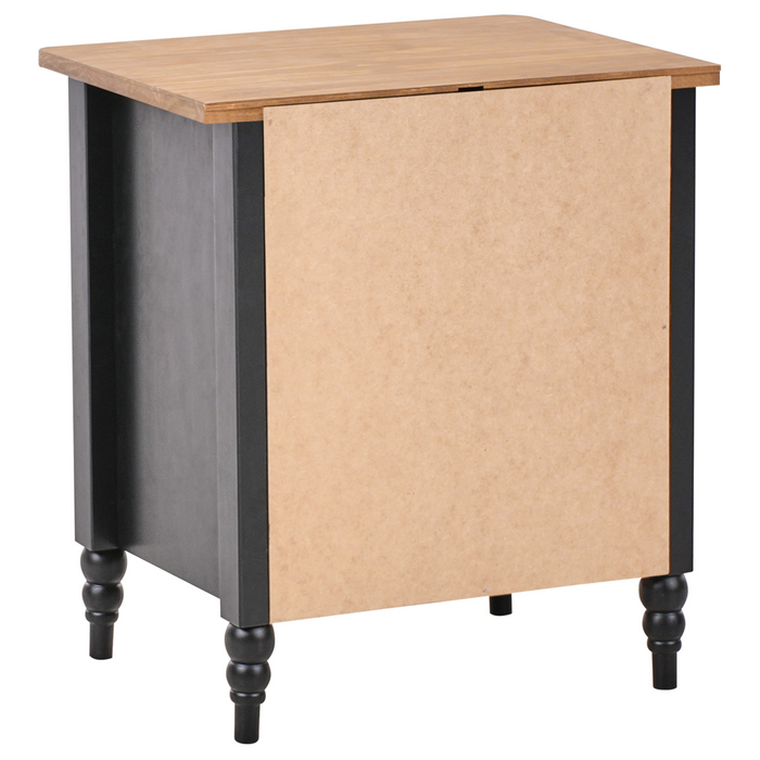 Comodino 2 cassetti retro Comodino 2 cassetti legno chiaro e nero