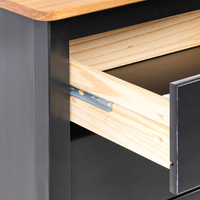 Comodino 2 cassetti retro Comodino 2 cassetti legno chiaro e nero