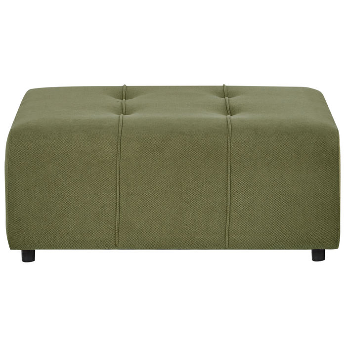 Ottomana imbottita in tessuto verde Gambe nere Stile moderno