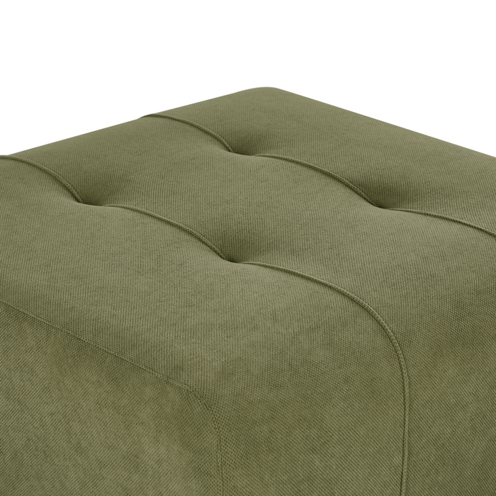 Ottomana imbottita in tessuto verde Gambe nere Stile moderno