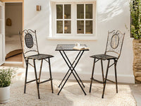 Tavolo da bar da giardino pieghevole con piano in metallo nero effetto anticato stile retrò