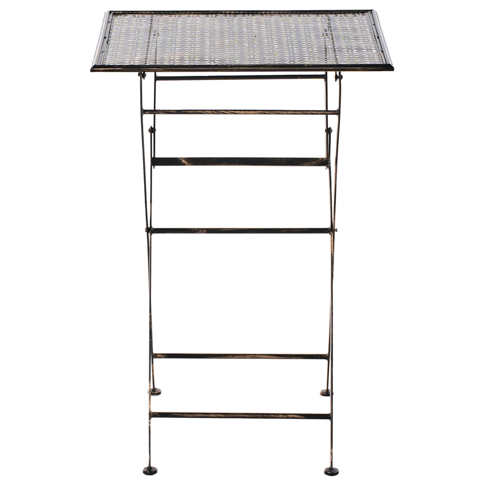 Tavolo da bar da giardino pieghevole con piano in metallo nero effetto anticato stile retrò