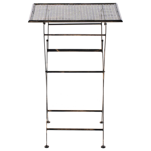 Tavolo da bar da giardino pieghevole con piano in metallo nero effetto anticato stile retrò