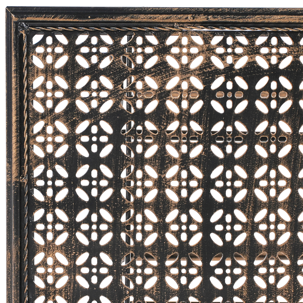 Tavolo da bar da giardino pieghevole con piano in metallo nero effetto anticato stile retrò