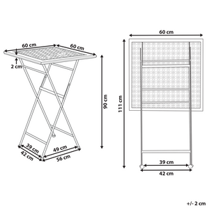 Tavolo da bar da giardino pieghevole con piano in metallo nero effetto anticato stile retrò