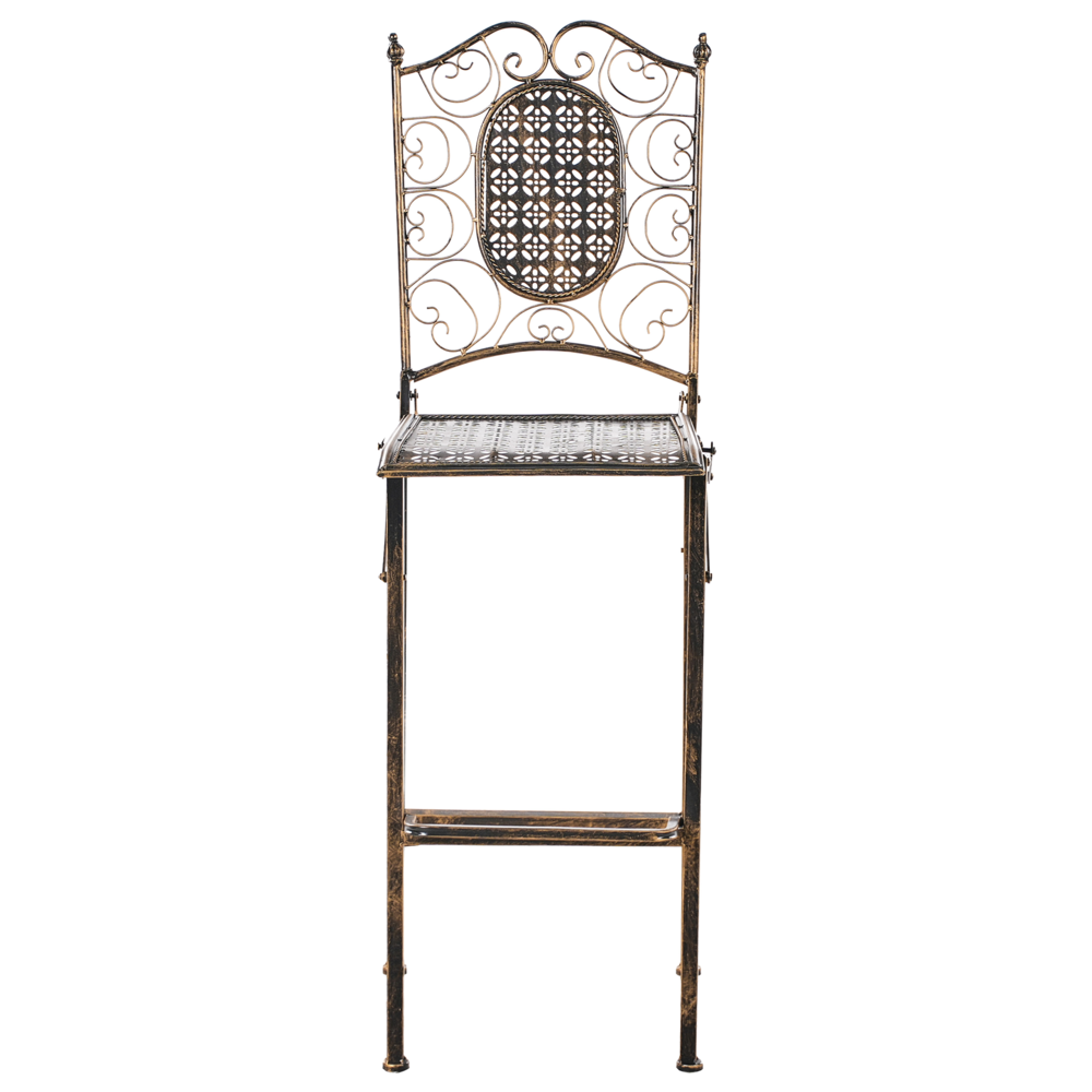 Set bar da giardino Ferro nero pieghevole Metallo afflitto 2 sedie Tavolo all'aperto Resistenza alla ruggine UV Stile retrò francese