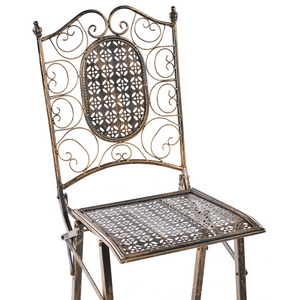 Set bar da giardino Ferro nero pieghevole Metallo afflitto 2 sedie Tavolo all'aperto Resistenza alla ruggine UV Stile retrò francese