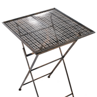 Set bar da giardino Ferro nero pieghevole Metallo afflitto 2 sedie Tavolo all'aperto Resistenza alla ruggine UV Stile retrò francese