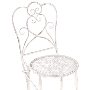 Set bar da giardino Beige Chiaro Ferro pieghevole Metallo afflitto 2 sedie Tavolo all'aperto Resistenza alla ruggine UV Stile retrò francese