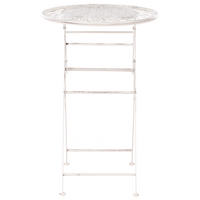 Set bar da giardino Beige Chiaro Ferro pieghevole Metallo afflitto 2 sedie Tavolo all'aperto Resistenza alla ruggine UV Stile retrò francese