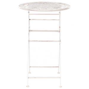 Set bar da giardino Beige Chiaro Ferro pieghevole Metallo afflitto 2 sedie Tavolo all'aperto Resistenza alla ruggine UV Stile retrò francese