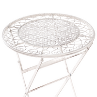 Set bar da giardino Beige Chiaro Ferro pieghevole Metallo afflitto 2 sedie Tavolo all'aperto Resistenza alla ruggine UV Stile retrò francese