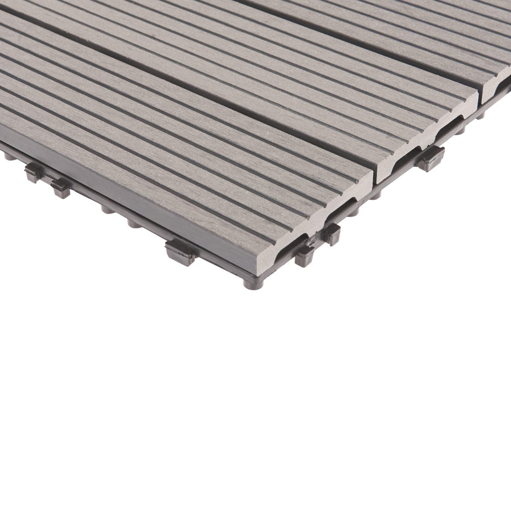 Pavimentazione per esterni grigio piastrelle in composito WPC a incastro resistenti