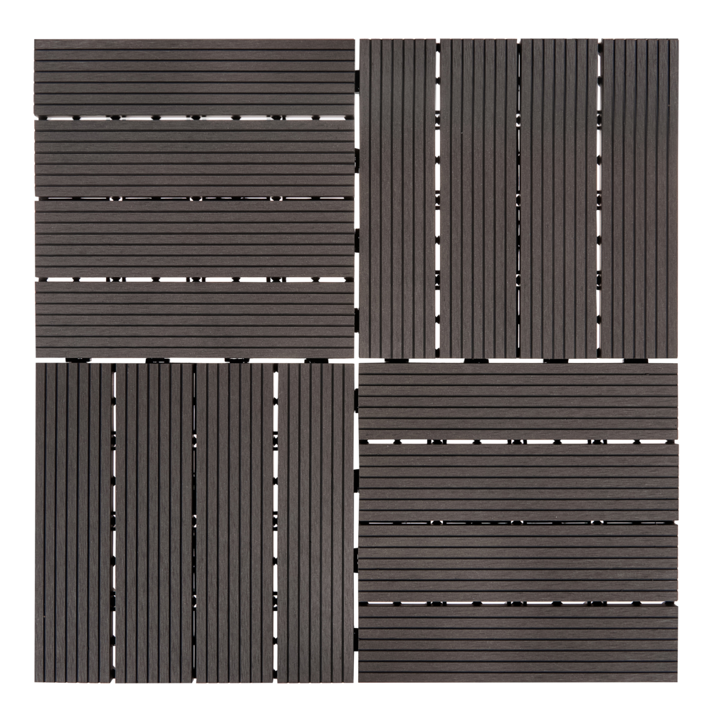 Pavimentazione per esterni grigio grafite piastrelle in composito WPC a incastro resistenti