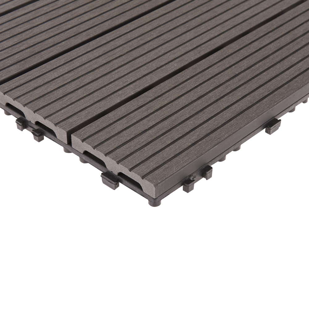Pavimentazione per esterni grigio grafite piastrelle in composito WPC a incastro resistenti