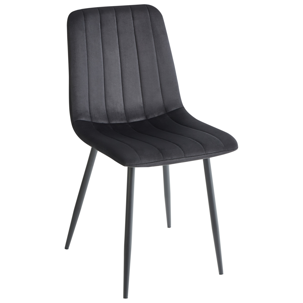 Set di 4 sedie da pranzo in velluto nero Gambe in ferro stile moderno