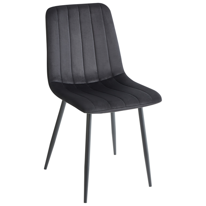 Set di 4 sedie da pranzo in velluto nero Gambe in ferro stile moderno