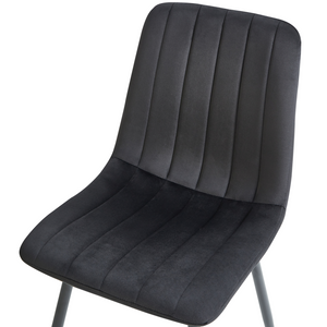 Set di 4 sedie da pranzo in velluto nero Gambe in ferro stile moderno