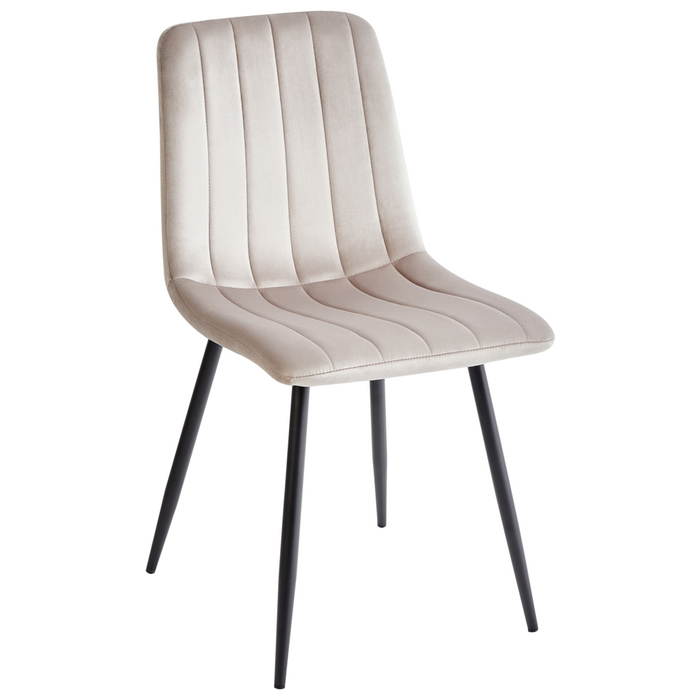 Set di 4 sedie da pranzo in velluto beige Gambe in ferro stile moderno