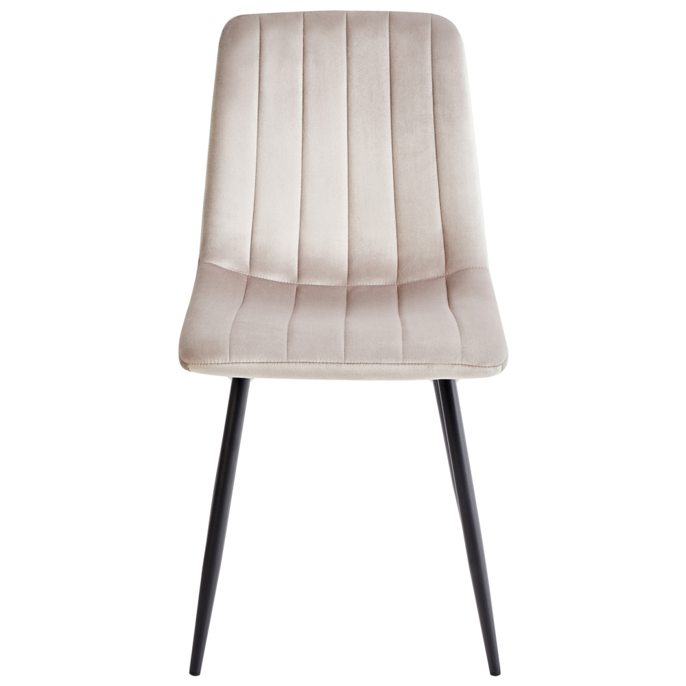 Set di 4 sedie da pranzo in velluto beige Gambe in ferro stile moderno