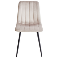 Set di 4 sedie da pranzo in velluto beige Gambe in ferro stile moderno