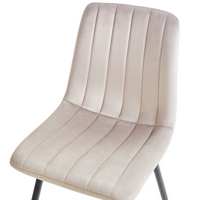Set di 4 sedie da pranzo in velluto beige Gambe in ferro stile moderno