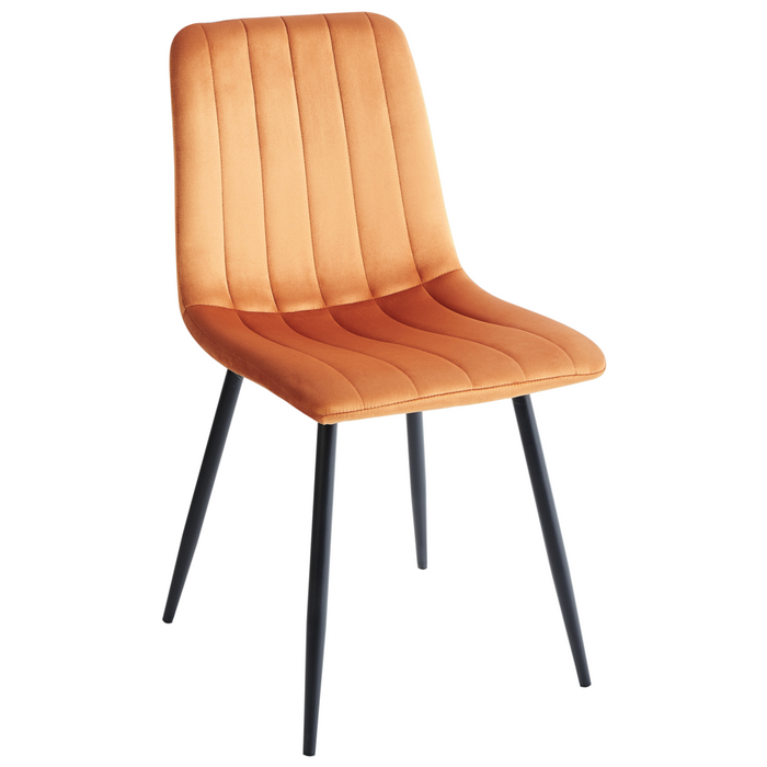 Set di 4 sedie da pranzo in velluto arancione Gambe in ferro stile moderno