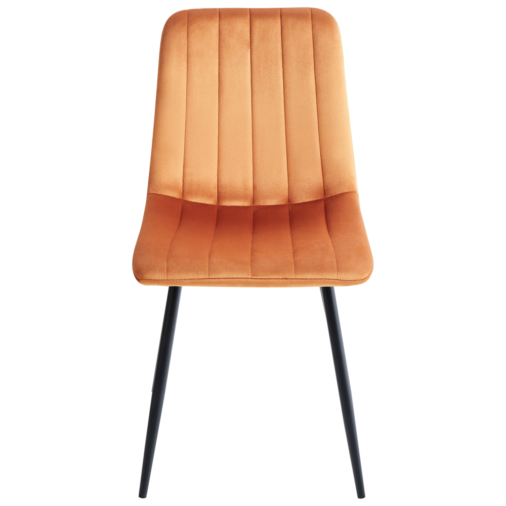 Set di 4 sedie da pranzo in velluto arancione Gambe in ferro stile moderno